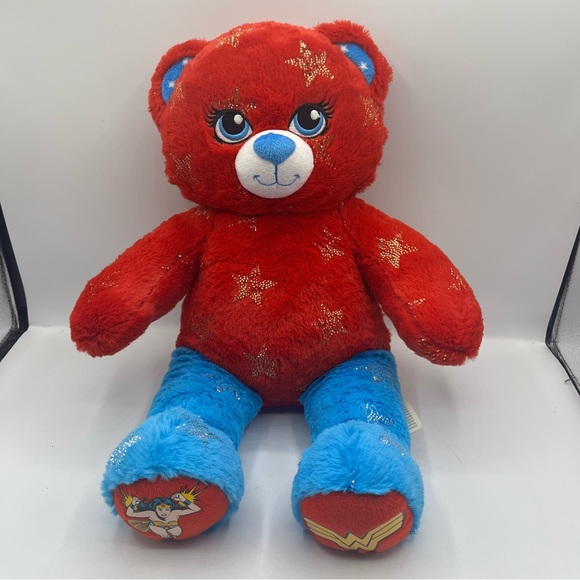 Build A Bear Workshop DC Comics Wonder Woman Teddy Plush 17” Red Blue Stars - Picture 1 of 13